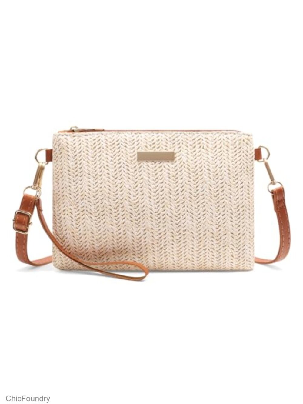 Straw Clutch Purse Woven Crossbody Bag with Wristlet Summer Beach